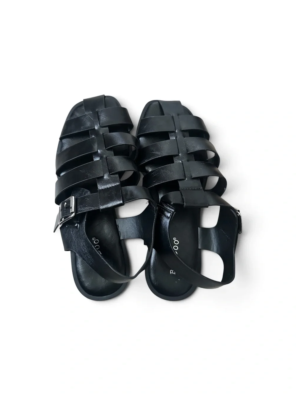 BAMBOO Black Strappy Fisherman Slingback Sandals
